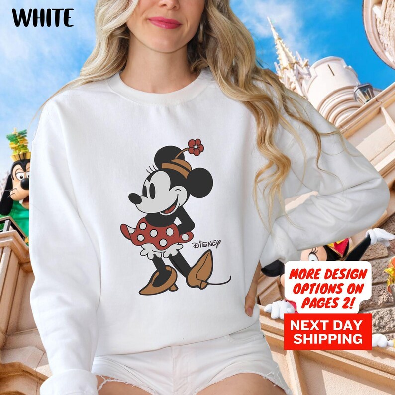 Disney Classic Minnie Mouse Pose Sweatshirt, Minnie Sweatshirt, Disneyland Holiday Vacation Sweatshirt, Disney Retro Sweatshirt image 2