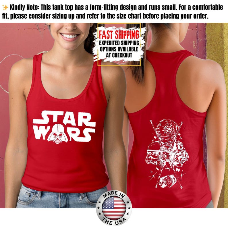 Disney Star Wars Tank Top, Mandalorian Tank Tee, Galaxy's Edge/Darth Vader Women Racerback and Men Tank Top image 15