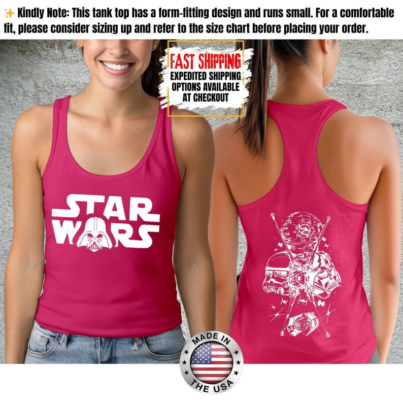 Disney Star Wars Tank Top, Mandalorian Tank Tee, Galaxy's Edge/Darth Vader Women Racerback and Men Tank Top image 13