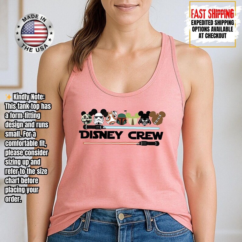 Disney Crew Star Wars Tank Top, Mandalorian Tank Tee, Galaxy's Edge/Darth Vader Women Racerback and Men Tank Top image 11