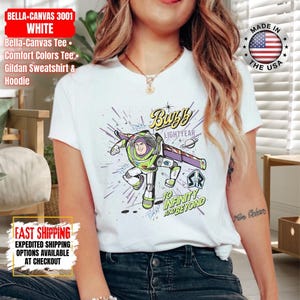 Retro Buzz Lightyear To Infinity And Beyond Shirt, Toy Story Pixar Disney Tee, Space Ranger Shirt, Disneyland Family Trip Matching afbeelding 2