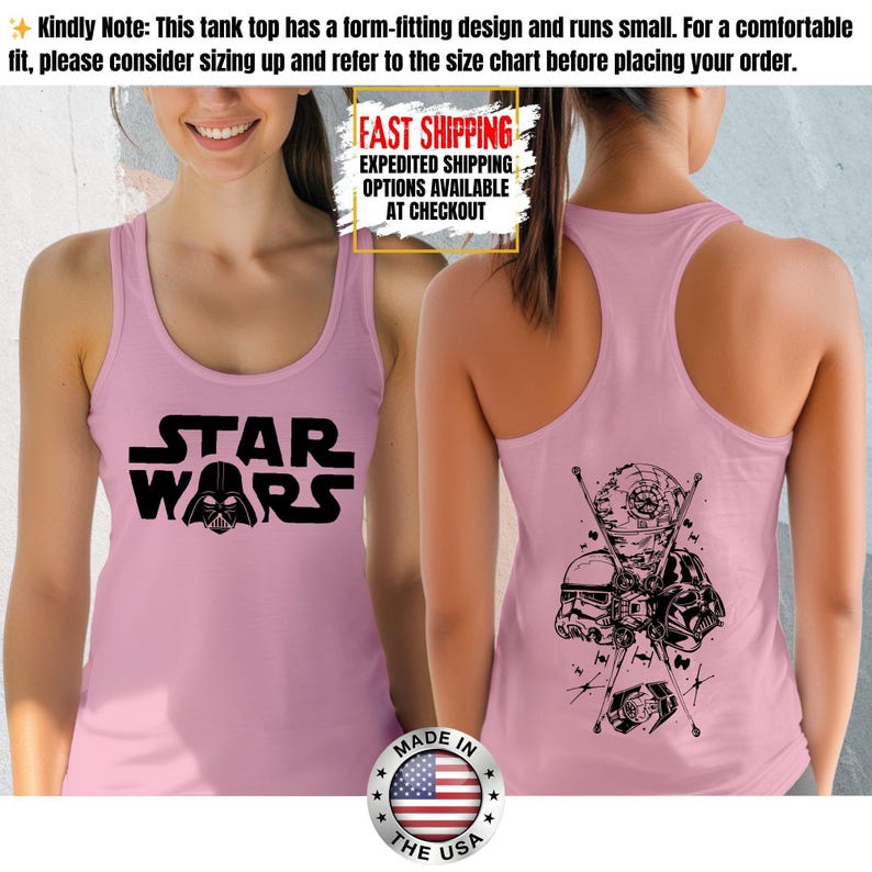 Disney Star Wars Tank Top, Mandalorian Tank Tee, Galaxy's Edge/Darth Vader Women Racerback and Men Tank Top image 11