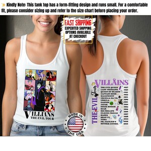 Camiseta sin mangas de villanos de Disney, camiseta retro del Club de las Brujas Malvadas, camiseta vintage de Halloween con vacaciones en los parques de Disney de Úrsula, Maléfica y la Reina Malvada. imagen 5