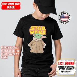 Camiseta de Star Wars Baby Yoda, camiseta de Disney Star Wars, colores cómodos para fans de Star Wars y camisetas Bella+Canvas, sudadera y sudadera con capucha Gildan imagen 8
