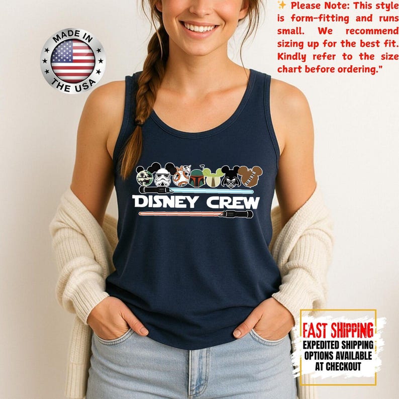 Disney Crew Star Wars Tank Top, Mandalorian Tank Tee, Galaxy's Edge/Darth Vader Women Racerback and Men Tank Top image 18