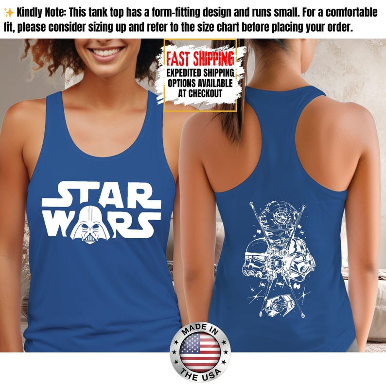 Disney Star Wars Tank Top, Mandalorian Tank Tee, Galaxy's Edge/Darth Vader Women Racerback and Men Tank Top image 14