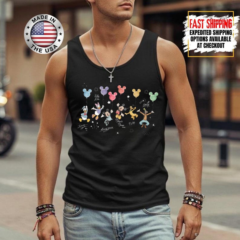 Retro Disney Mickey And Friends Signatures Tank Top, Disney Vacation Tank Top, Magic Kingdom Disneyland Tee, Disneyworld Shirt bild 7