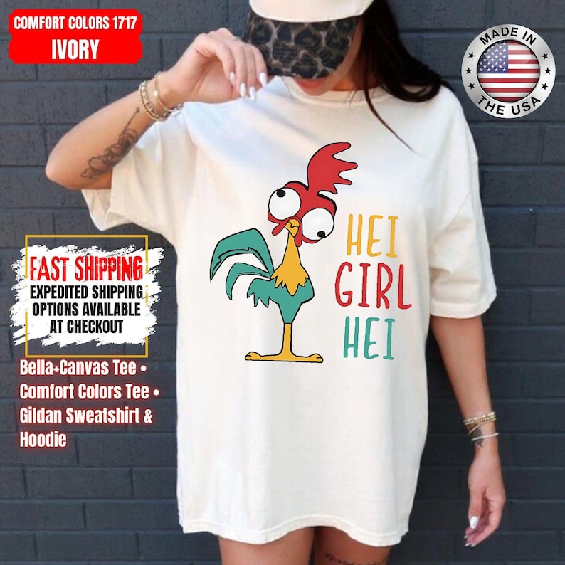 Hei Girl Hei Moana Comfort Colors Shirt, Disney Princess Moana Shirt, Disney Trip Sweatshirt, Disney Toddler Kids Shirts immagine 1