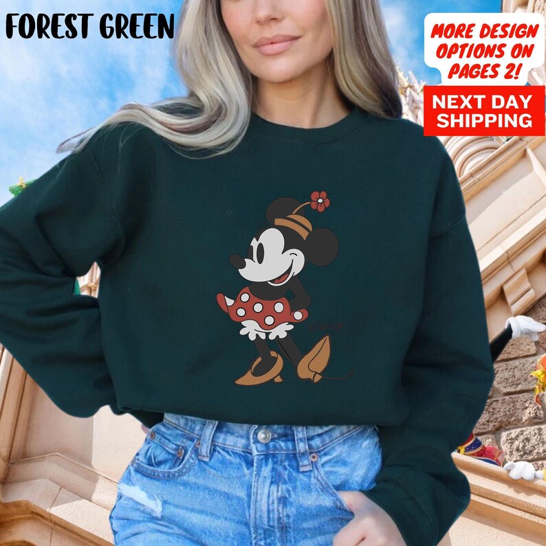 Disney Classic Minnie Mouse Pose Sweatshirt, Minnie Sweatshirt, Disneyland Holiday Vacation Sweatshirt, Disney Retro Sweatshirt image 5