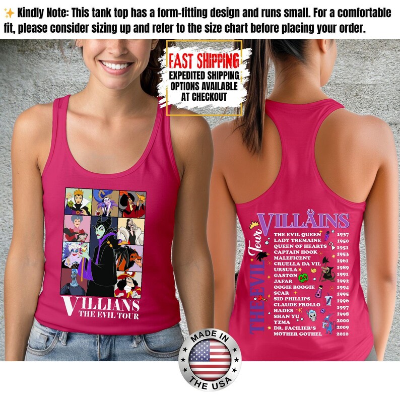 Camiseta sin mangas de villanos de Disney, camiseta retro del Club de las Brujas Malvadas, camiseta vintage de Halloween con vacaciones en los parques de Disney de Úrsula, Maléfica y la Reina Malvada. imagen 11