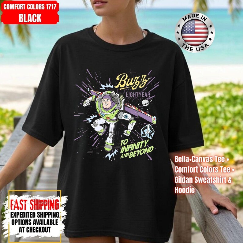 Retro Buzz Lightyear To Infinity And Beyond Shirt, Toy Story Pixar Disney Tee, Space Ranger Shirt, Disneyland Family Trip Matching afbeelding 13