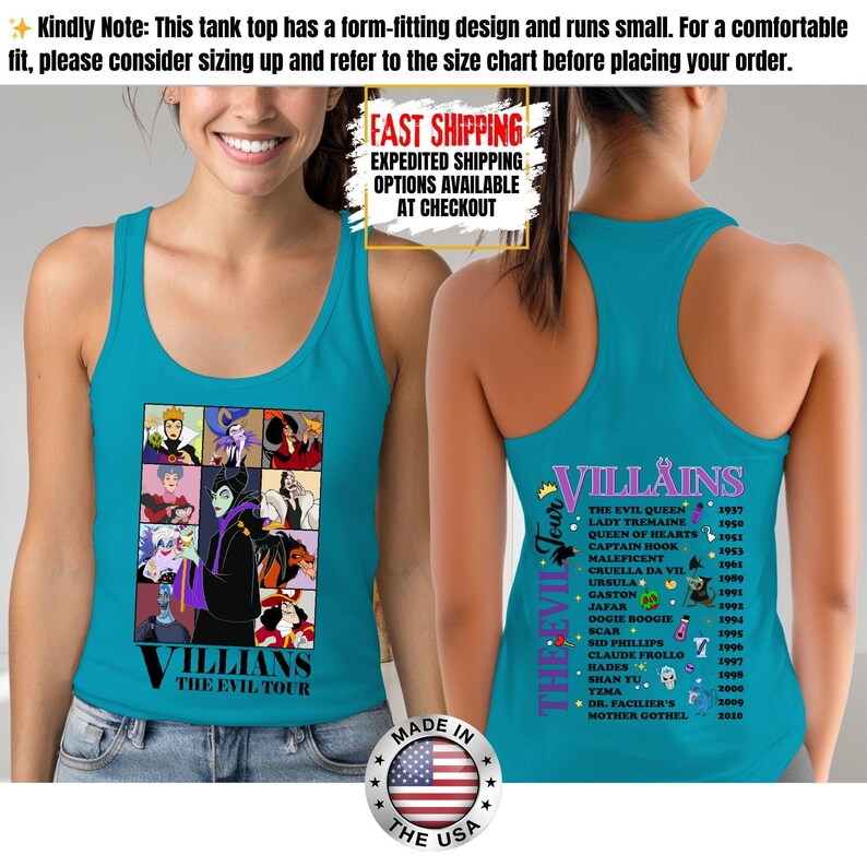 Camiseta sin mangas de villanos de Disney, camiseta retro del Club de las Brujas Malvadas, camiseta vintage de Halloween con vacaciones en los parques de Disney de Úrsula, Maléfica y la Reina Malvada. imagen 8
