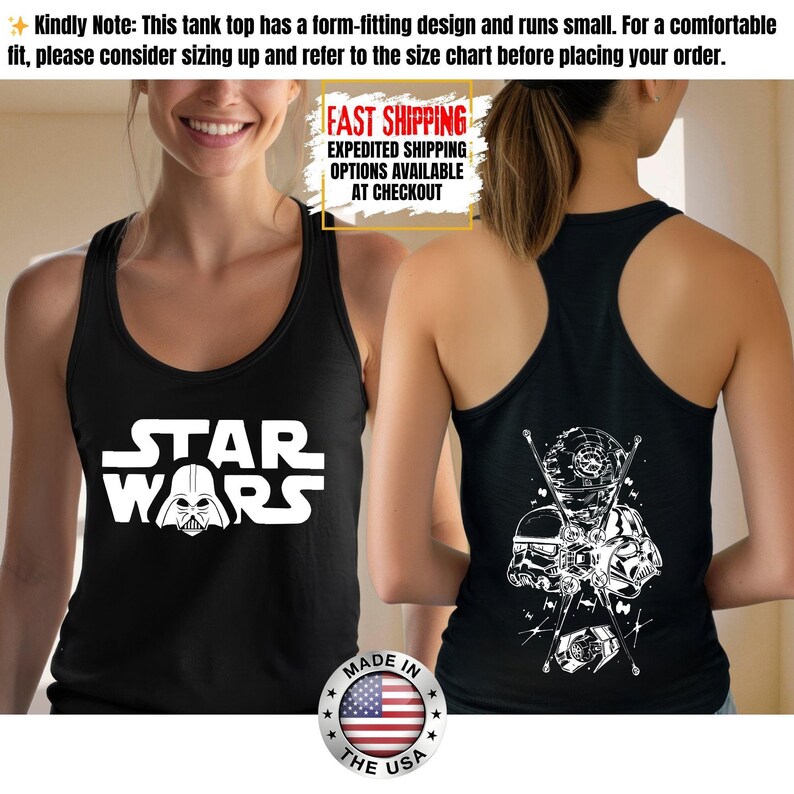 Disney Star Wars Tank Top, Mandalorian Tank Tee, Galaxy's Edge/Darth Vader Women Racerback and Men Tank Top image 8