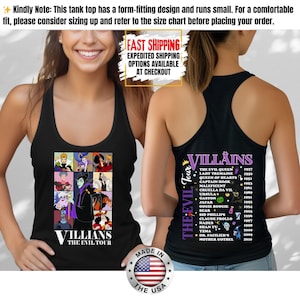 Camiseta sin mangas de villanos de Disney, camiseta retro del Club de las Brujas Malvadas, camiseta vintage de Halloween con vacaciones en los parques de Disney de Úrsula, Maléfica y la Reina Malvada. imagen 1