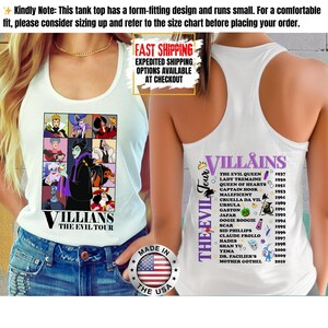 Camiseta sin mangas de villanos de Disney, camiseta retro del Club de las Brujas Malvadas, camiseta vintage de Halloween con vacaciones en los parques de Disney de Úrsula, Maléfica y la Reina Malvada. imagen 2