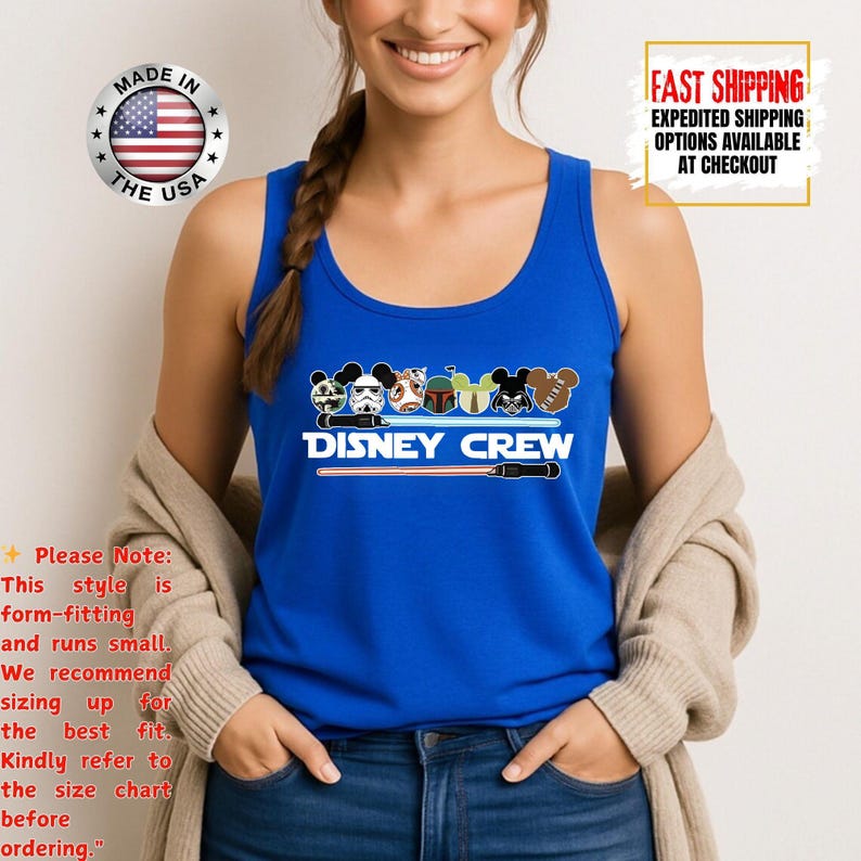 Disney Crew Star Wars Tank Top, Mandalorian Tank Tee, Galaxy's Edge/Darth Vader Women Racerback and Men Tank Top image 14