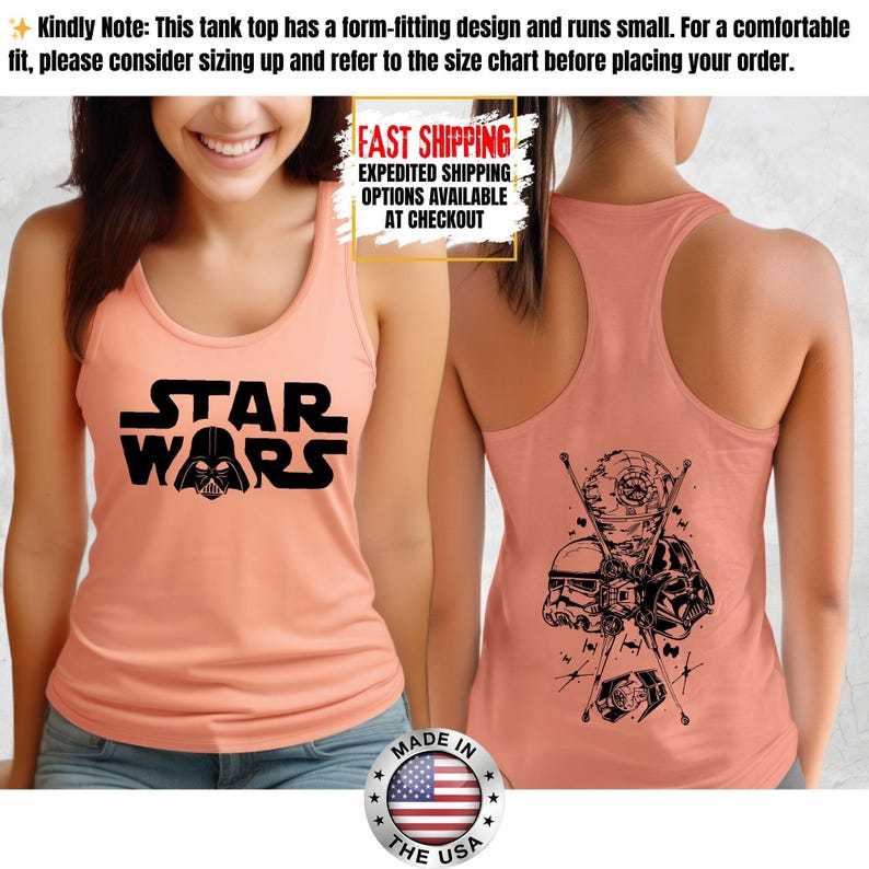 Disney Star Wars Tank Top, Mandalorian Tank Tee, Galaxy's Edge/Darth Vader Women Racerback and Men Tank Top image 10