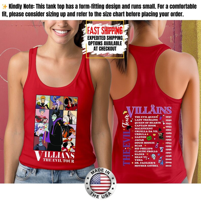 Camiseta sin mangas de villanos de Disney, camiseta retro del Club de las Brujas Malvadas, camiseta vintage de Halloween con vacaciones en los parques de Disney de Úrsula, Maléfica y la Reina Malvada. imagen 15