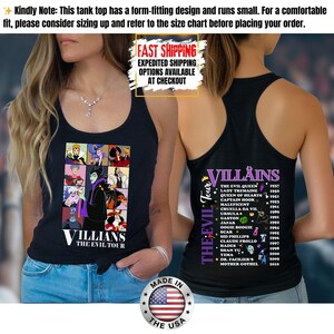 Camiseta sin mangas de villanos de Disney, camiseta retro del Club de las Brujas Malvadas, camiseta vintage de Halloween con vacaciones en los parques de Disney de Úrsula, Maléfica y la Reina Malvada. imagen 10