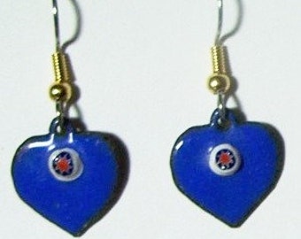 Blue Milliflori Heart earrings