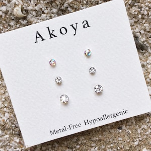 Hypoallergenic Crystal Stud Earrings: Metal-Free Acrylic Post