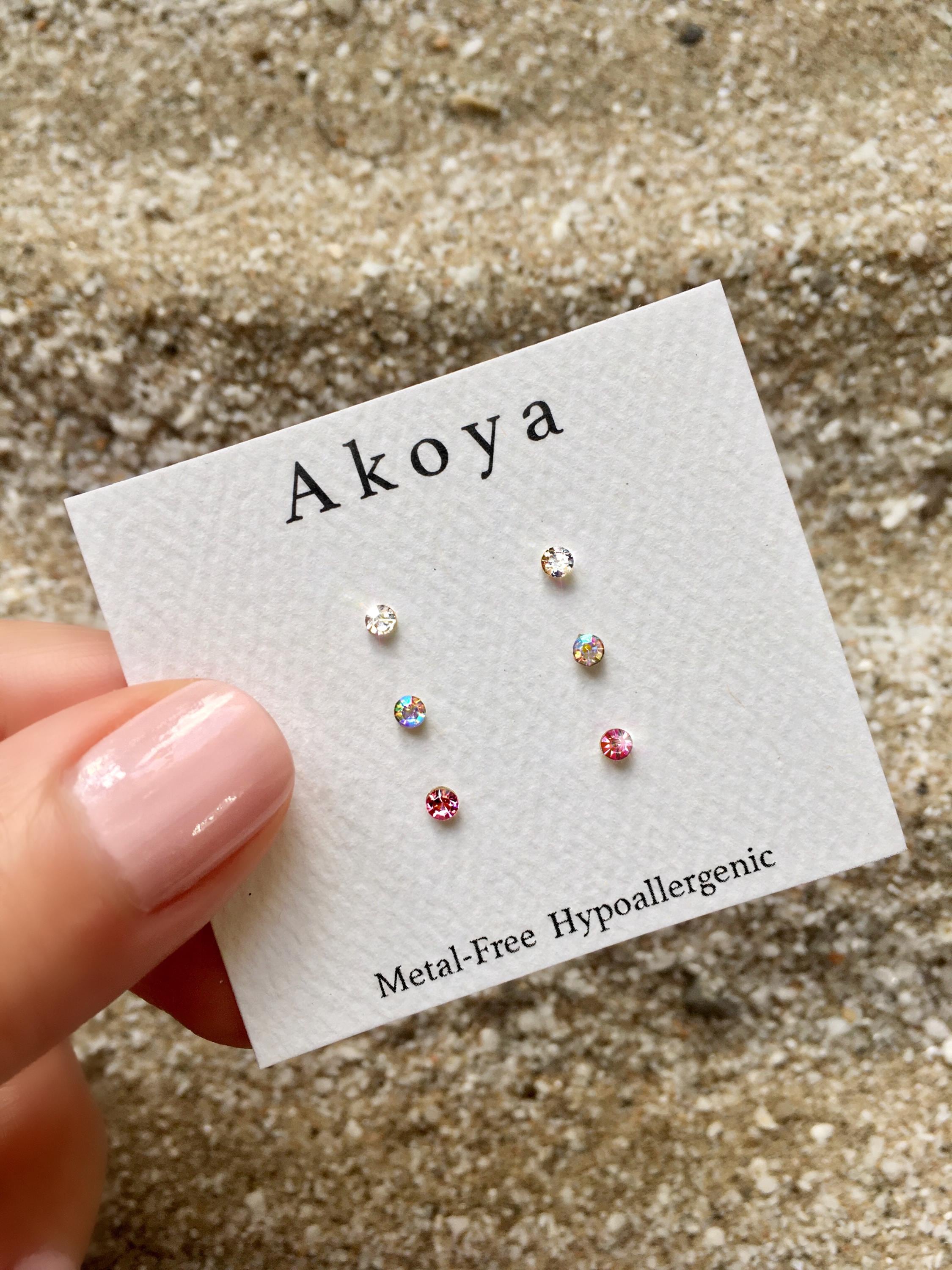 Metal-Free Tiny Pink Stud Earrings, Plastic Post Stud Earrings, Hypoallergenic Dainty Stud Earrings, Crystal Stud Acrylic Post Earrings, 2mm