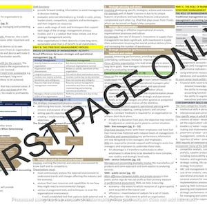 CPA Australia - Strategic Management Accounting (SMA) Exam Index / Study Notes / Cheat Sheet