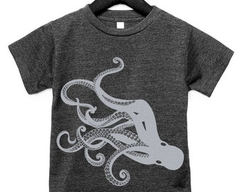 T-shirt enfant Octopus, Chemise enfant Octopus, Tentacules, Steampunk, T-shirt original sérigraphié, Enfants, Cadeau pour enfants