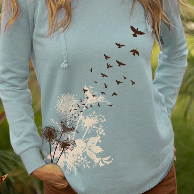 Dandelion Pattern Print Men Women Pullover Hoodie