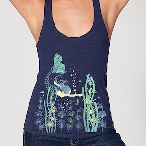 Mermaid Tank Top, Nautical, Boho, Mermaid Top, Mermaid art t-shirt, Cool Summer Clothes