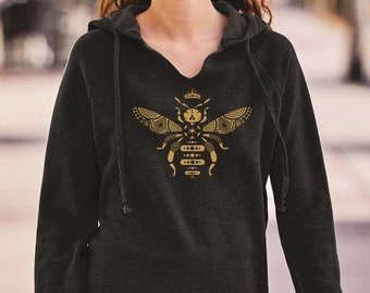 Woman's pullover hoodie, Queen Bee, super soft, Unique Gift for women,  Bee hoodie