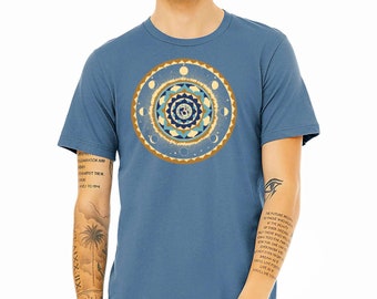 Mandala T-Shirt, Men's, Unisex, Om, Aum, Cycle Of Life , Phases Of The Moon Yoga top