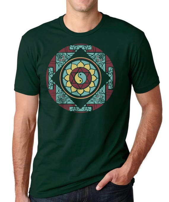 Mandala Print T-shirt Graphic Tee Yin Yang Lotus Yoga | Etsy