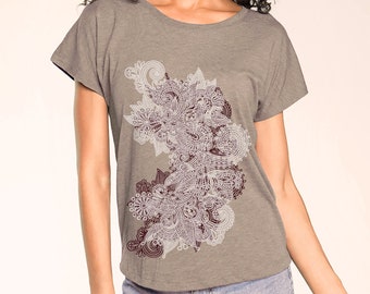 Henna t-shirt, Mehndi, Paisley t-shirt, Earthy shirt, Dolman, Flowy, Hippie shirt, Women's Graphic tee