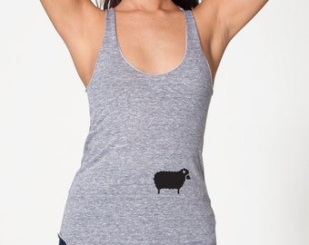 Black Sheep tank top, tri-blend racerback tank, Women's graphic print tank top, art to wear