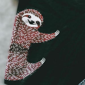 Sloth Hugging Graphic T-Shirt, Maroon and White Print
