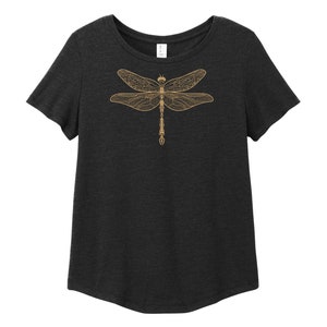 Dragonfly Women's T-shirt, Graphic Insect Tee, Gold Jeweled Dragonfly ...