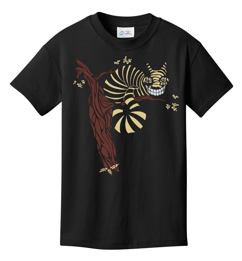 Kids Cheshire Cat T-shirt Alice in Wonderland Black T-shirt image 3