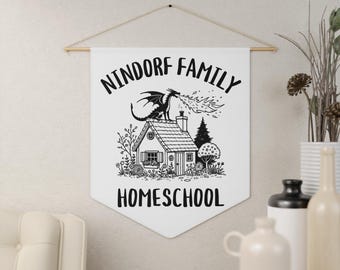 Personalized Homeschool Flag: Secular Homeschool Decor, Waldorf, Charlotte Mason
