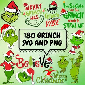 Christmas Svg Bundle |  Grinch Png Bundle | The Grinch Svg | Grinch Christmas Svg | Grinch Silhouette | Grinch Png | instant download