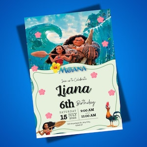 Editable Moana Birthday Invitation Printable Baby Moana Birthday invite Kids party Template Invite in Canva Instant Download Canva Template