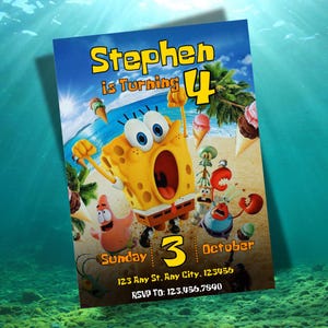 Editable Spongebob Birthday Invitation Sponge Bob Square Pants Birthday Party Invitation Instant Download Digital Spongebob Party Invite