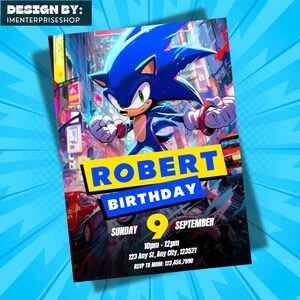 Sonic Editable Birthday Invitation For Boy and Girl invitation Invite Instant Download Hedgehog Party Invitation Template Printable