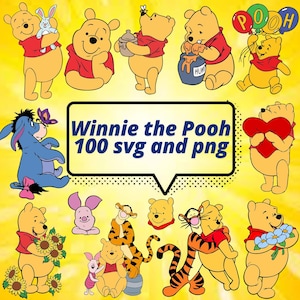 Winnie the Pooh SVG Bundle Tigger Png Piglet Clipart Digital Download Eeyore Svg File for Silhouette Winnie the Pooh Themed Kids Sublimation