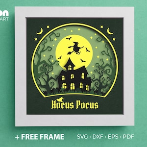 3D Halloween Witch Shadow Box, Hocus Pocus Paper Cut Shadow Box Template, Files For Cricut Projects