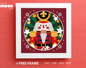 3D Christmas Nutcracker Shadow Box, Christmas Nutcracker Shadow Box Template, Nutcracker Layered Papercut, Christmas Shadow Box SVG