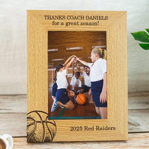 Coach Photo Frame/Unique Coach Gift/Personalised Basketball Team Picture Frame/Thank You Coach Gift/End Of Season Gift/Sports Team Keepsake