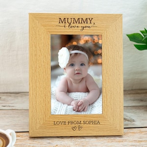 Mom I Love You Gift/Grandma Picture Frame Personalized/Gift for Mother Mummy Mum/Grandma Granny Nanna Gift/Custom Engraved Wood Photo Frame