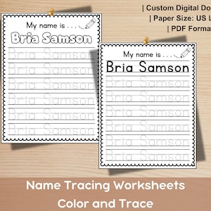 Pre-k Kindergarten Custom Name Tracing Worksheet Printable | I can write my name | Handwriting Practice