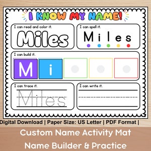 Custom Name Tracing Builder | Name Activity Mat | Name Board | I Know My Name Board | I can write my name |